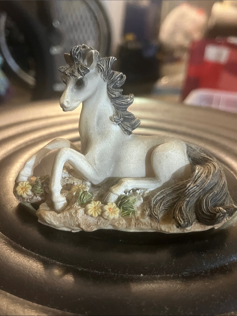 Vintage Decorative White and Gray Horse Figurine - Home Art Accent 405